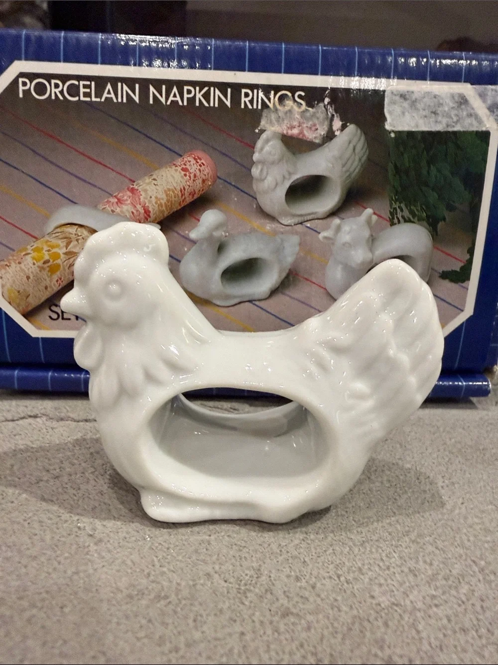 Vintage 1984 Porcelain Animal Napkin Rings Set - Made in Japan